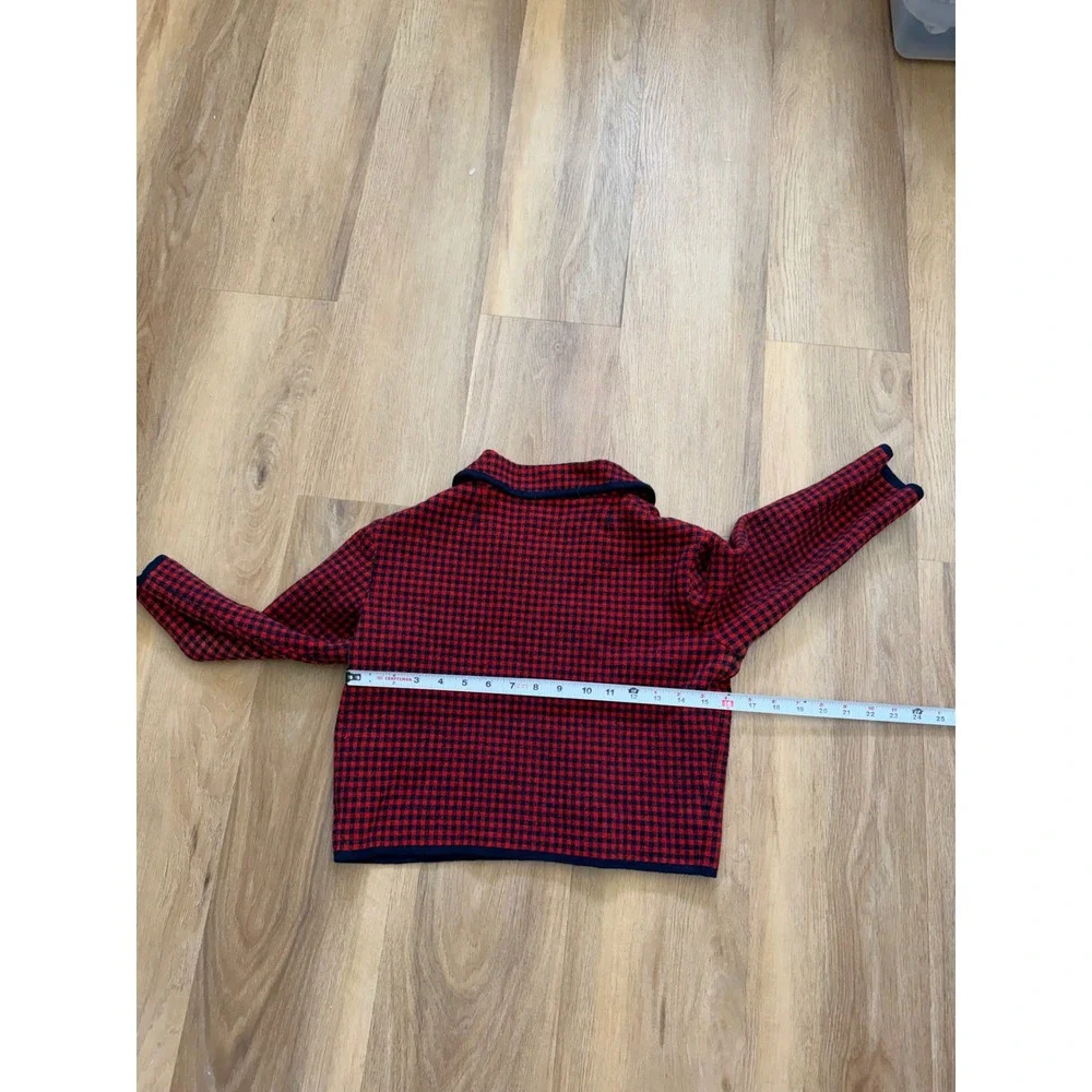 Vtg Marchesa di Gresy I Magnin 100% Wool Gingham Cropped Jacket military